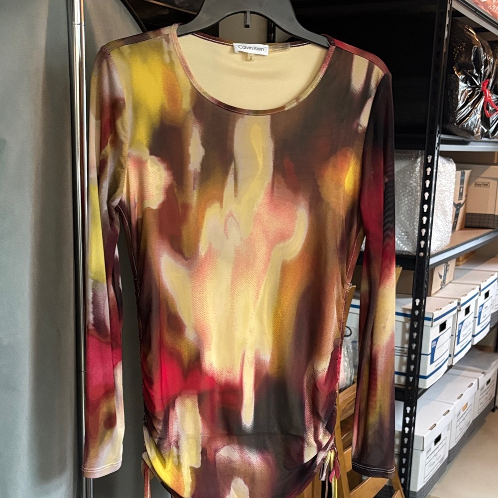 Calvin Klein Multicolor Abstract Long Sleeve Top